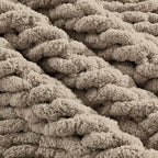 Carriediosa Chunky Knit Throw Blanket 60" X 80" Twin, 100% Hand Made Large Chenille Loop Yarn Soft Fluffy Throws for Couch Sofa Bed, Big Crochet Cozy Heavy Thick Cable Woven Blankets, Taupe