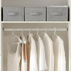 Linen Folding Storage Bins, 3 Pack Large Storage Baskets, Washable, Clothing Storage Bins with Handle, Closet Organizer for Storage Sweater,Sheets(dark grey, 16"x9½"x6¾")