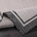 CAMILSON Indoor Outdoor Rug, 6x9 Bordered Gray Modern Area Rugs for Indoor and Outdoor Patios, Kitchen and Hallway Mats, Washable Porch Deck Outside Carpet (Bordered Grey, 6 x 9)