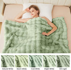 Sage Green Twin Fluffy Furry Blanket Comfy Blanket Cozy 60x80 Faux Fur for Living Room Bed Thick Ultra Soft Fuzzy Throw Home Gifts 860 GSM
