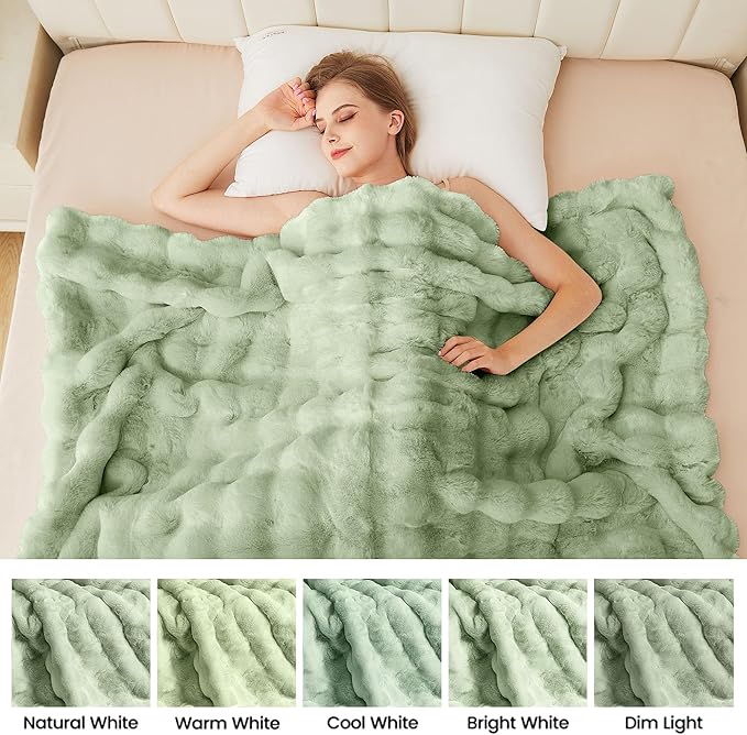 Sage Green Fluffy Comfy Blanket for Couch Living Room 50x60 Faux Fur Throw Blanket for Bed Soft Furry Cozy Best Housewarming Home Decor Gifts 860 GSM
