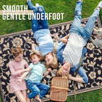 OLANLY Waterproof Outdoor Rug 6x9 ft, Outdoor Plastic Straw Rug with Flower Pattern, Reversible RV Mat for Patio, Camping, Balcony, Deck, Backyard, Black & Beige