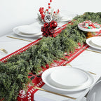 2 Pcs Christmas Norfolk Pine Garlands, 6 Ft Double Color Real Touch Artificial Cedar Garland, Faux Pine Cypress Greenery Garland Ornaments for Mantle Fireplace Table Indoor Outdoor Xmas Decoration