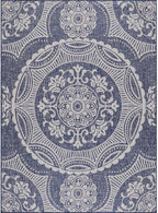Medallion Outdoor Rug 6x9 Washable Outside Carpet for Indoor Patio Porch Waterproof Easy Cleaning Non Shedding Area Rugs Blue 6 x 9