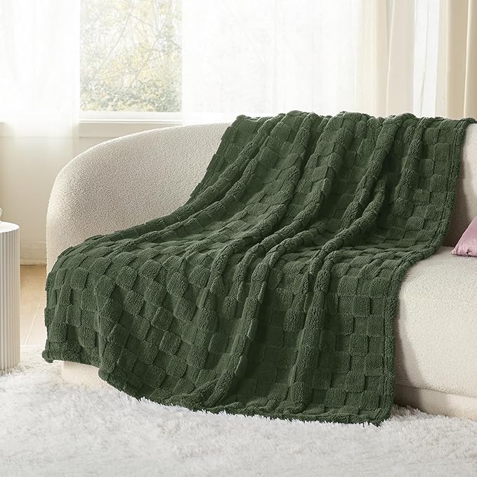 Bedsure GentleSoft Dark Green Throw Blanket for Couch - Super Soft Cozy Blankets Gifts for Women Men Girls, Cute Small Fleece Throws for Bedroom Home Decor, 50x70 Inches