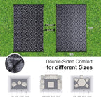 OLANLY Outdoor Rug 8x10 ft Waterproof, Outdoor Plastic Straw Rug with Geometric Pattern Clearance, Reversible RV Mat for Patio, Camping, Balcony, Deck, Backyard, Black & Grey