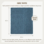 Carriediosa Chunky Knit Throw Blanket 50" X 60", 100% Hand Made Large Chenille Loop Yarn Soft Fluffy Throws for Couch Sofa Bed, Big Crochet Cozy Heavy Thick Cable Woven Blankets, Lyons Blue