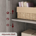 GarveeHome 54in Tall Bathroom Cabinet, Farmhouse Storage Cabinet with Glass Doors and Adjustable Shelves, Freestanding Kitchen Pantry Cabinets, Cupboard for Living Room, Dining Room, Gray
