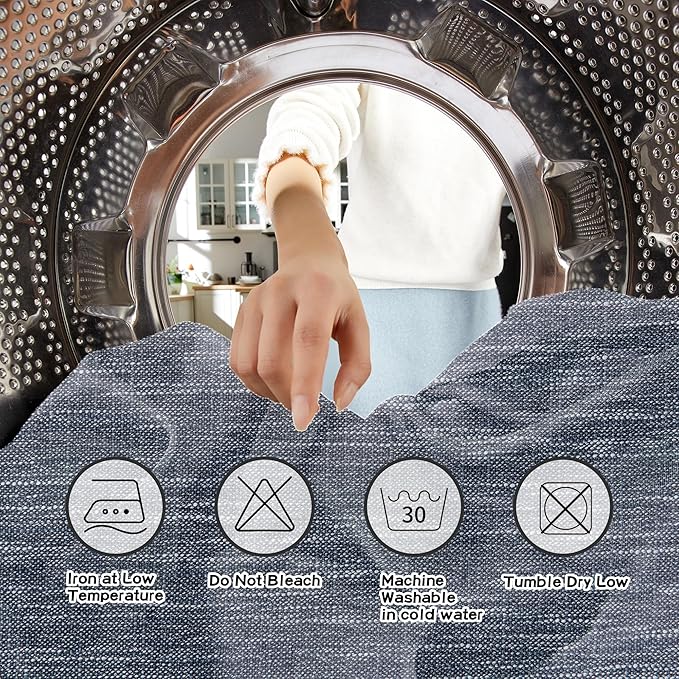 MYSKY HOME 108 Inches Long Ceiling Curtains, Light Filtering Boho Window Sheer Drapes for Living Room Patio Sliding Door Back Tab Elegant Look, 50" Wide x 108" Long, Dusty Blue, 2 Panels