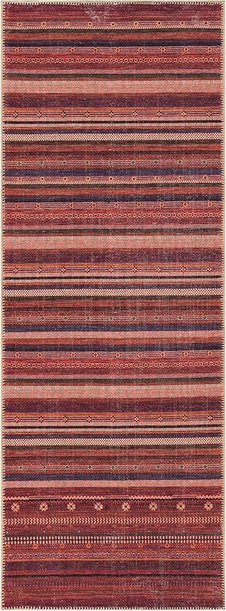 Keen Home Design 2x12 Rug - Machine Washable Runner with Non-Slip Backing, Ideal for Hallway, Entryway, Kitchen, Laundry Room - Vintage, Easy Clean, Durable, Low Pile Rug - (2'6" x 12')