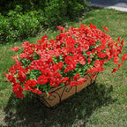 Artificial Flowers for Outdoors Fake Plants Outside Decoration, 12 Bundles Silk Red Morning Glory UV Resistant Look Real Faux Flowers for Planter Front Door Porch Patio Yard Gardens Balcony