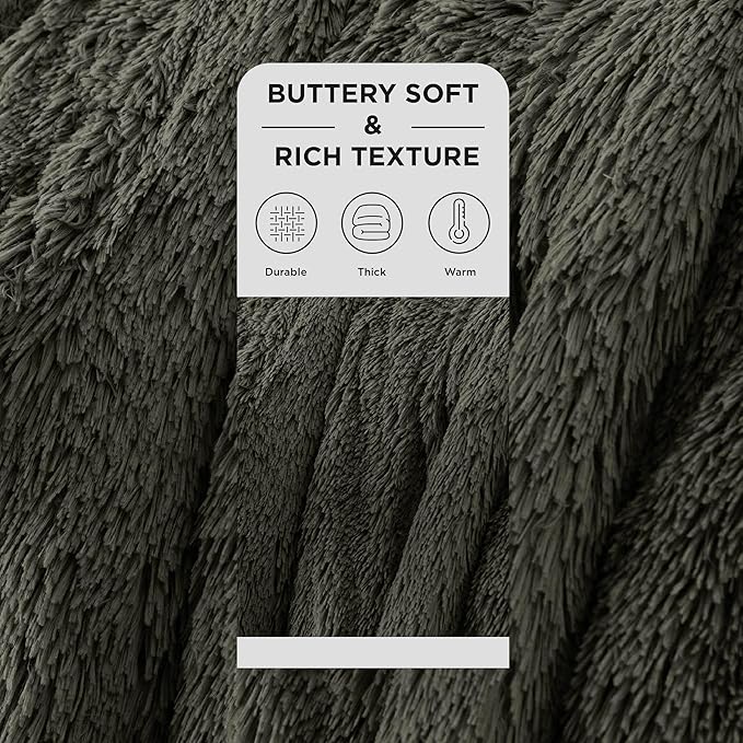 Bedsure GentleSoft Fluffy Olive Green Throw Blanket, Moss Green Decor Cozy Gifts for Women, Men, Soft Fleece Fuzzy Sherpa Plush Warm Thick Faux Fur Throw Blanket for Couch, House, 50x60