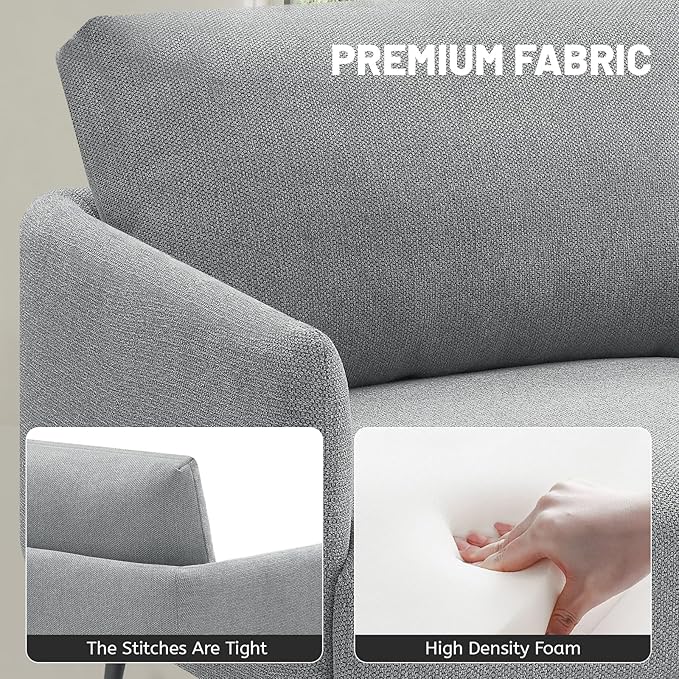 Oversized Accent Chair for Living Room Chairs Reading Arm Chair Comfy Modern Single Sofa Side Chairs with Metal Legs & Soft Cushion for Bedroom, Balcony,Waiting Room (Polyester, Grey)
