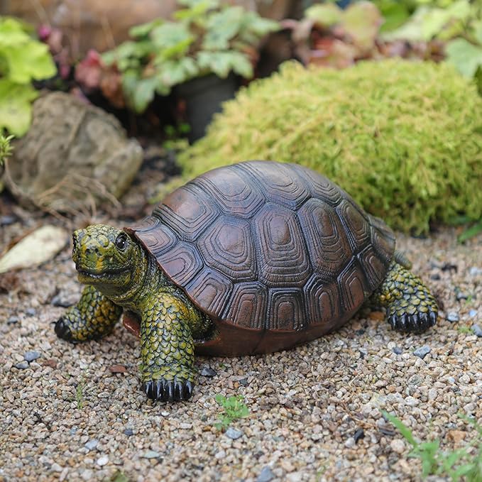 Weather-Resistant Resin Turtle Statue Decoration, Exquisite Handicraft, Artistic Simulation Animal Sculpture, Suitable for Outdoor Gardens, Courtyards, Ponds, Colorful Holiday Decoration Gifts
