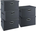 Medium 15" 21 Quart Collapsible Stackable Storage Bins with Lids, 5 Packs Dark Gray Foldable Fabric Closet Storage Boxes with Lids, Lidded Heavy-duty Linen Baskets(15x11x8)