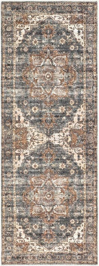 Keen Home Design 2x7 Rug - Machine Washable Runner Rug with Non-Slip Backing, Ideal for Hallway, Entryway, Kitchen, Laundry Room - Vintage, Easy Clean, Durable, Low Pile Rug - (2'6" x 7')