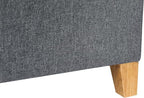 Adeco 17.5" Square Fabric Ottoman with Storage, Upholstered Cotton Linen Foot Rest, Flip Top Footstool, Small Cube Coffee Table Extra Seat for Living Room, Bedroom, Grey with Burlywood Legs