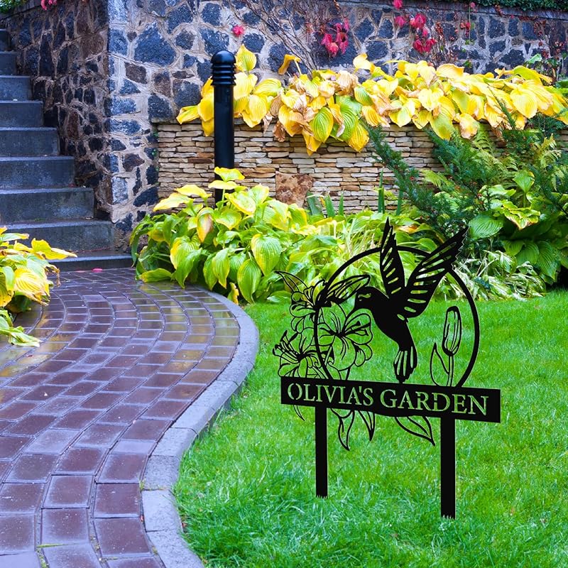 Personalized Garden Signs | Garden Stake Metal Sign | Custom Garden Sign | Customized Bird Garden Name Sign Yard Sign| Garden Signs Decorative Outdoor | Personalized Camping Gifts