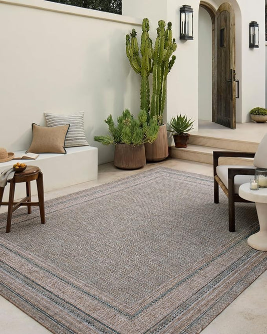 Loloi Amber Lewis Topanga Collection TOP-05 Natural/Teal 2'-3" x 3'-9" Indoor/Outdoor Area Rug