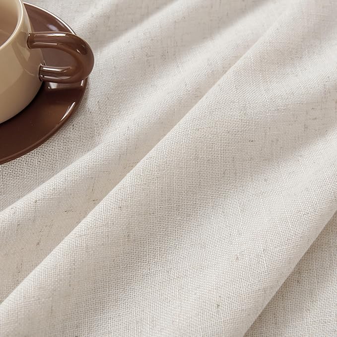 Joydeco Custom Linen Curtains for Living Room, Light Filtreing Curtain 1 Panel Light Filtering Rod Pocket Back Tab (Ecru, Custom Size)