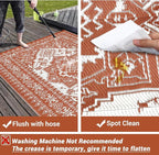 GAOMON Outdoor Plastic Straw Rug 9x12 Waterproof Reversible Patio Rug, Large UV-Resistant Portable RV Camping Mats, Indoor Outdoor Rugs for Outside Deck Front Porch Garden RV, Red & White