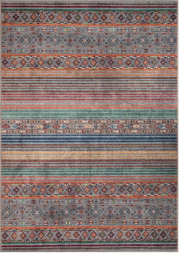 Keen Home Design 10x14 Rug - Machine Washable Area Rug with Non-Slip Backing, Ideal for Living Room, Dining Room, Bedroom - Vintage, Easy Clean, Durable, Low Pile Rug - (9'7" x 14')
