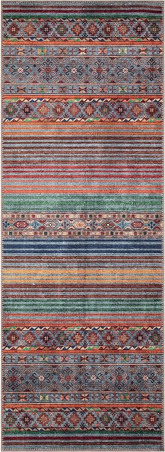 Keen Home Design 2x10 Rug - Machine Washable Runner Rug with Non-Slip Backing, Ideal for Hallway, Entryway, Kitchen, Laundry Room - Vintage, Easy Clean, Durable, Low Pile - (2'6" x 10')