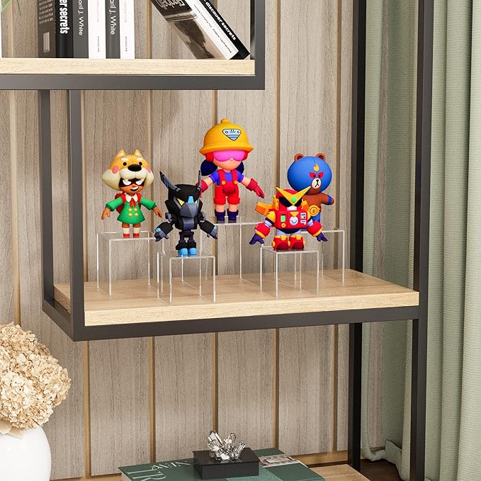 Square Acrylic Shelf Risers 3pcs, Acrylic Dessert Table Display Set, Clear Acrylic Showcase Collectibles Display Shelf for Funko Pop, Cupcake, Toys, Watches, Table Decorations - 4''x5''x6''