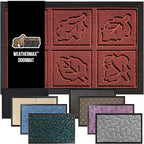 GORILLA GRIP 100% Waterproof All-Season WeatherMax Doormat, US Designed Natural Rubber, Stain and Fade Resistant, Low Profile Indoor Outdoor Door Mats, Easy Clean Patio Mat, 17x29, Burgundy Leaves