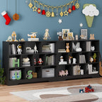 Book Shelf, 10 Cubes Storage Organizer, 3-Tier Open Shelf Wooden Bookcase, Freestanding Balck Bookshelf Cube Shelf for Bedroom, Living Room, Home Office