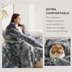 Bedsure GentleSoft Fuzzy Faux Fur Sherpa Fleece Blanket Twin Size, Plush Thick Warm Twin Blanket for Bed, College Dorm Essentials Gifts for Girls Boys, Tie Dye Grey Decor for Winter, 60x80