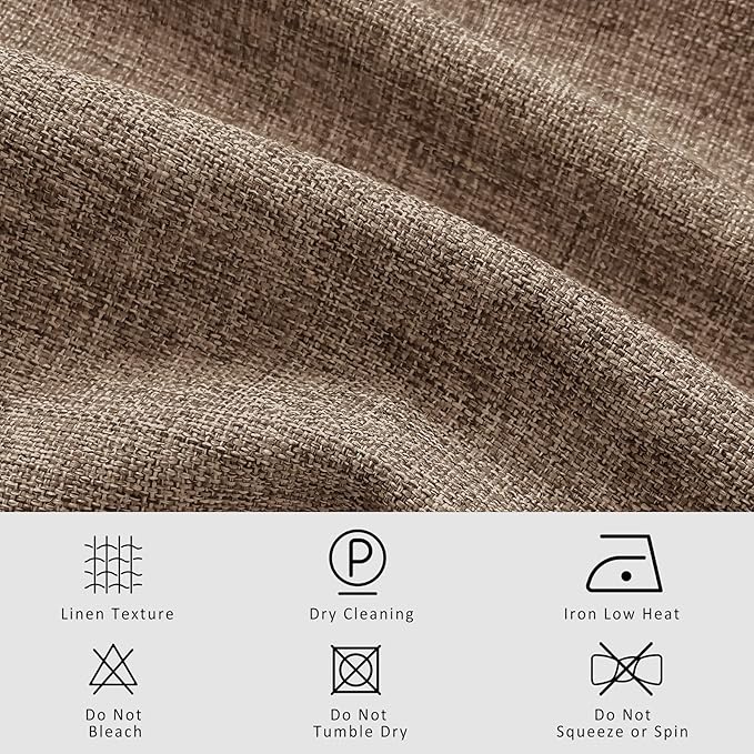 Macochico Taupe 100% Blackout Linen Curtains 96 Inches Long Pinch Pleated Curtains for Bedroom Living Room Nursery Farmhouse Insulated Sound Reducing Drapery with Tieback 84”Wx96”L 1 Panel