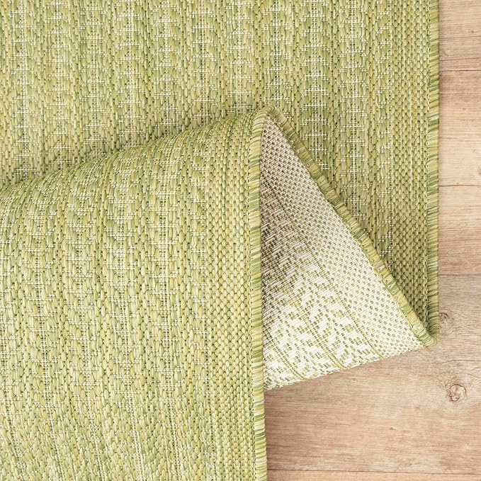 Adiva Rugs Outdoor Indoor Area Rug, Weather Resistant, Easy to Clean, Stain Resistant Floor Mat for Dining Room, Backyard, Deck, Patio (Olive Weiss, 2'6" x 7')