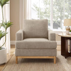 Oversized Accent Chair, Mid Century Modern Upholstered Armchair for Living Room, Comfy Chair for Bedroom Reading Chair, Single Sofa for Small Space with Rubberwood Base