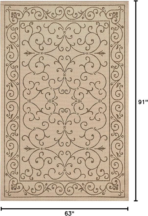 JONATHAN Y Vintage Filigree Indoor Outdoor Area Rug 5X8 Beige/Brown, Charleston Textured Weave for Backyard, Patio, Porch, Easy-Cleaning, High Traffic, Pet-Friendly, Non-Shedding (SMB106A-5)