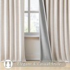 RAIN CITY Linen Beige Linen Blackout Curtains 96 Inches Long 8 FT Tall 2 Panels, Modern Decorative Sound/Draft/Cold/Warm Blocking Heavy Thermal Rustic Country Curtains for Living Room 50x96-in