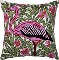 William Morris Flamingo Floral Pillow Cover - Hand Embroidered Modern Flower Pillowcase, Outdoor Cushion, Suzani Farmhouse Chair Throw, Couch Cushions - Wool, Size 18x18