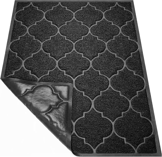 Cosyearn Door Mat, Front Door Mat, 46x35, Welcome Mats for Entryway,Garage,High Traffic Areas, Jumbo Size, Doormat Entrance, Waterproof Mat, Easy Clean, Outdoor Indoor Floor Mat,Non Slip (Black)