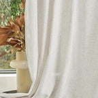 MYSKY HOME Country Curtains for Sliding Glass Door, Back Tab Semi Sheer Curtain Panels Extra Long Floor Length Drapes Linen Texture Soft Touch, 50x108 Inch, Linen, Set of 2