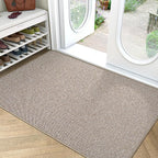 LUMI Ultra Thin Door Mat for Entryway,48"x72" Low Profile Non Slip Rubber Backing Indoor Doormat, Easy Clean Welcome Entrance Mat for Inside House, Patio, Beige