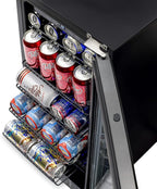 Newair 24" Wine and Beverage Refrigerator 20 Bottle and 70 Can Capacity, Built-in or Freestanding Cooler, Dual Zone Fridge in Stainless Steel with Splitshelf