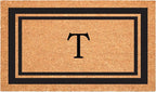 Calloway Mills 152961830T Black Border 18" x 30" Monogram Doormat, (Letter T)