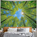AMM Nature Forest Tree Celling Tapestry Lush Green Treetops Sunlit Tapestry for Bedroom Aesthetic Sky Sunlight Canopy Leaves Landscape Tapestries Wall Hanging for Living Room Dorm Office 60 x 44 Inch
