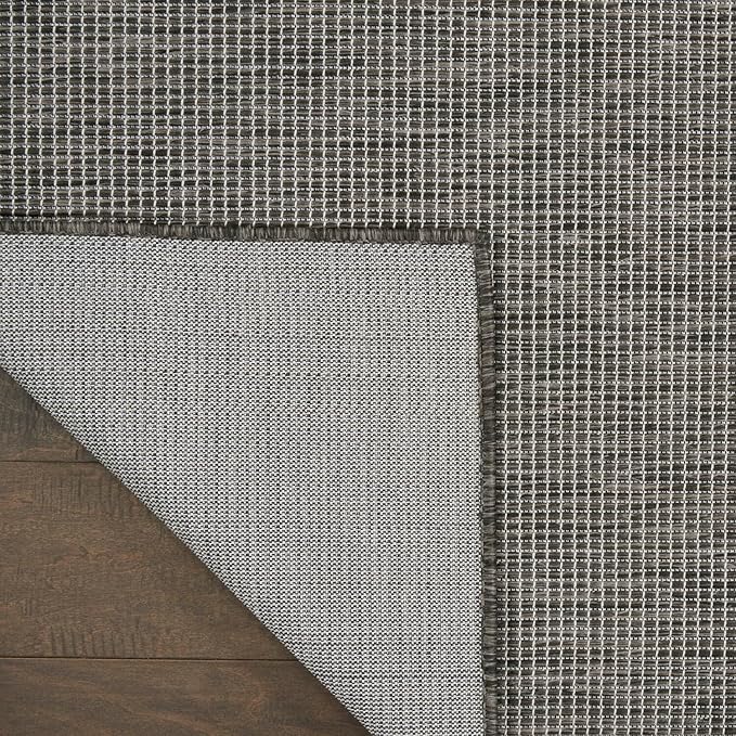 Nourison Positano Indoor-Outdoor Charcoal 7' x 10' Area Rug, Easy Cleaning, Non Shedding, Bed Room, Living Room, Dining Room, Backyard, Deck, Patio (7x10)