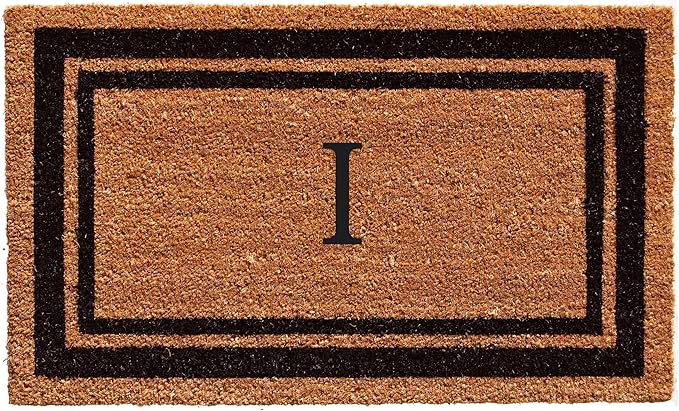 Calloway Mills 152963672 Black Border 36" x 72" Monogram Doormat Letter (I)