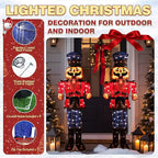 5FT Lighted Nutcracker with Drum for Christmas Decoration, Pre-Lit 3D Iridescent Soldier Xmas Decor with 100 Warm White Lights, Glittered Standing Holiday Display for Outdoor, Indoor