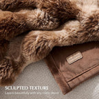 EVERGRACE Ultra Soft Luxury Fluffy Ridgeline Faux Rabbit Fur Throw Blanket, Thick Warm Bubble Throw for Bed, Cozy Plush Reversible Blankets for Couch, Chair, Sofa, Lion Caramel, 50x60 Inches, 870 GSM
