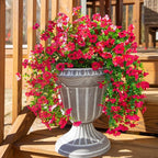 INSPRING Artificial Faux Outdoor Outside Flowers Plants, 2 PCS Fake Silk UV Resistant Look Real Hotpink Daisy Trailing Vines for Front Door Porch Planter Urn Patio Balcony Decoration