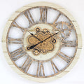 The Gears Clock 36'' Inch Real Moving Gear Wall Clock Vintage Industrial Oversized Rustic Farmhouse (Desert Beige)