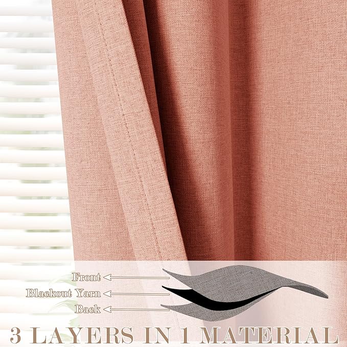 Orange Pinch Pleat 100% Blackout Drapes Linen Blend, Room Divider, Room Darkening, Energy Saving, Furniture Protecting, Light Blocking Extra Wide Privacy Curtains, 200Wx108L, 1 PC